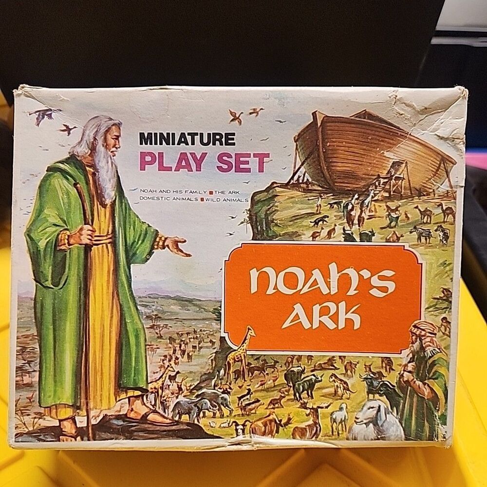 Vintage Noahs Ark Bible Miniature Play Set 7955 Animal Figures And Ark
